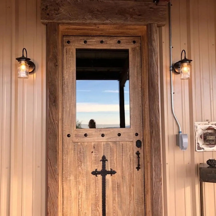 Exterior Outdoor Mason Jar Wall Sconce Light with Vintage Jar - Sweatfully