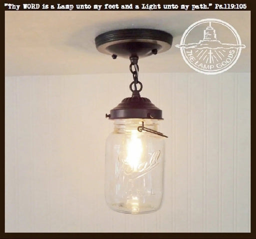 Vintage Mason Jar Ceiling LIGHT With Chain - Sweatfully