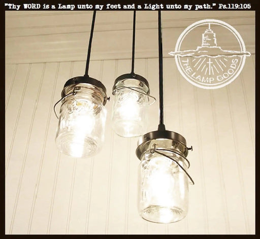 Vintage Pint Mason Jar Chandelier Pendant Trio - Sweatfully