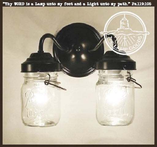 Mason Jar WALL LIGHT Double Sconce - Sweatfully