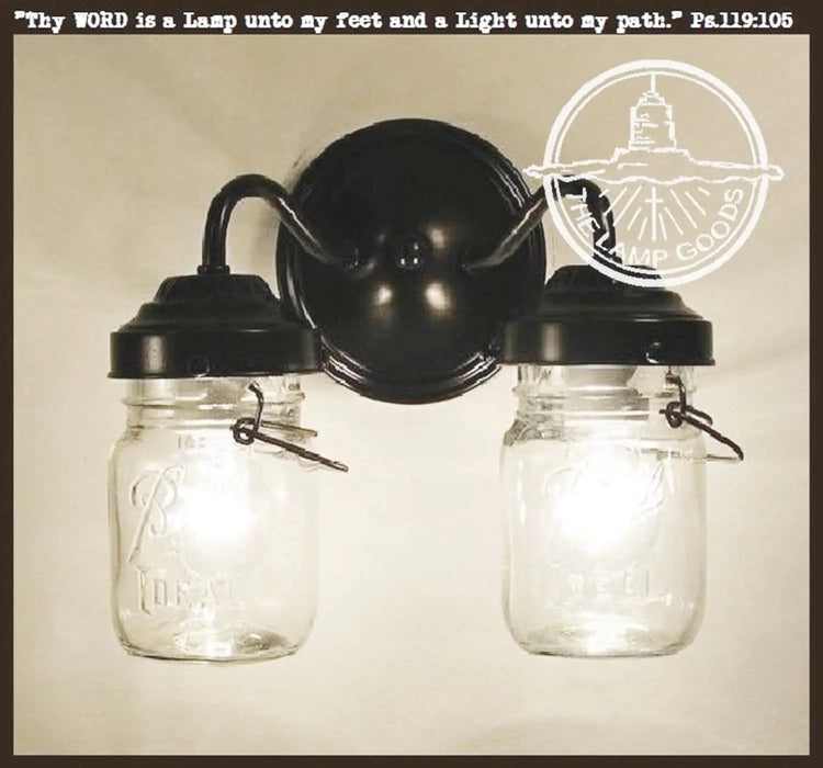 Mason Jar WALL LIGHT Double Sconce - Sweatfully
