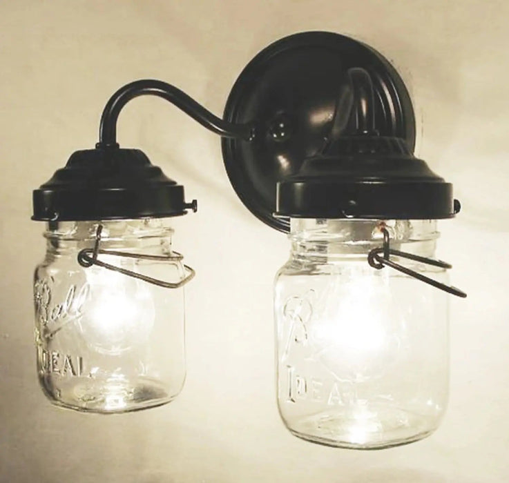 Mason Jar WALL LIGHT Double Sconce - Sweatfully