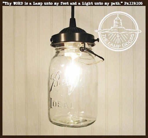 Mason Jar PENDANT Light Vintage Quart - Sweatfully