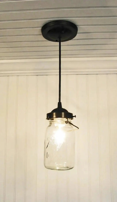 Mason Jar PENDANT Light Vintage Quart - Sweatfully