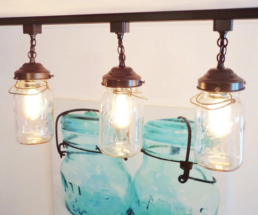 Mason Jar Track Light SINGLE Vintage Quart - Sweatfully