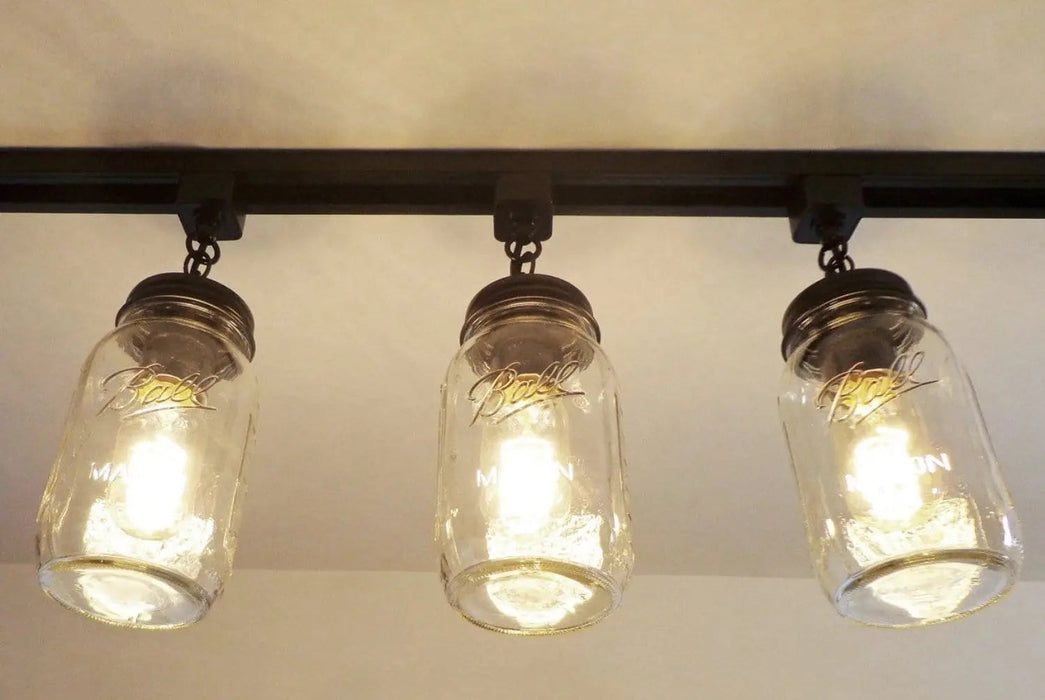 Mason Jar TRACK LIGHTING New Quarts Chain Trio - Sweatfully