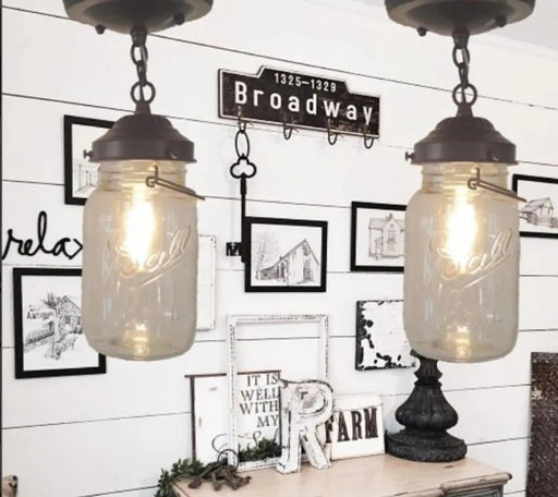 Vintage Mason Jar Ceiling LIGHT With Chain - Sweatfully