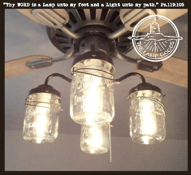 Vintage Mason Jar LIGHT KIT for Ceiling Fan - Sweatfully