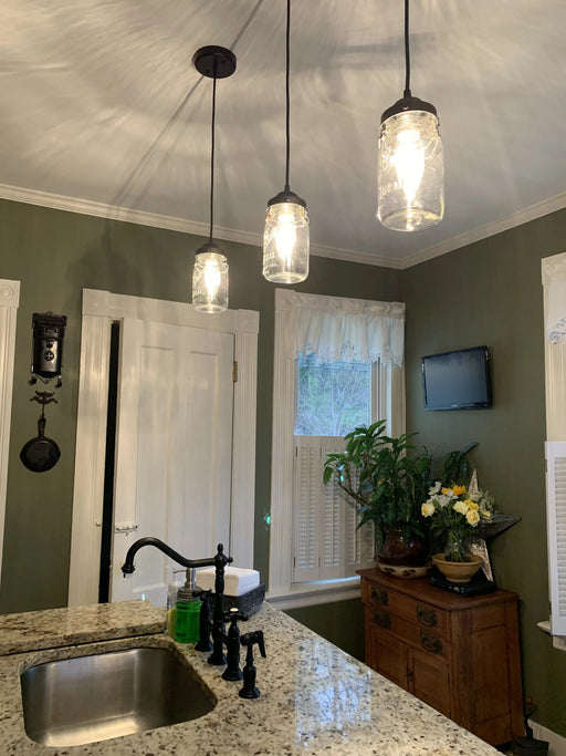 Mason Jar PENDANT Light Vintage Quart - Sweatfully