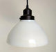 Antique Waffle PENDANT Light of Vintage Milk Glass - 10" - Sweatfully