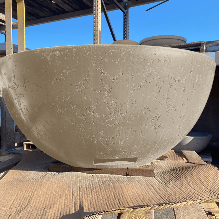 Modern Blaze 42-Inch Round Concrete Gas Fire Bowl with Push Button Ignition - Sweatfully