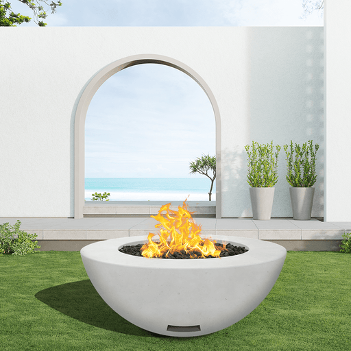 Modern Blaze 42-Inch Round Concrete Gas Fire Bowl with Match Lit Ignition - Sweatfully
