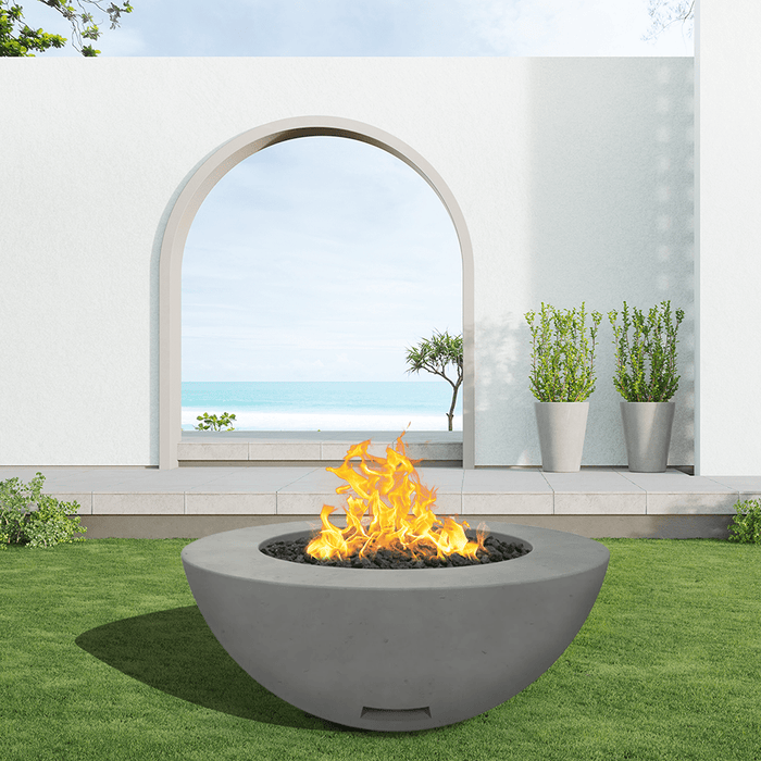 Modern Blaze 42-Inch Round Concrete Gas Fire Bowl with Match Lit Ignition - Sweatfully