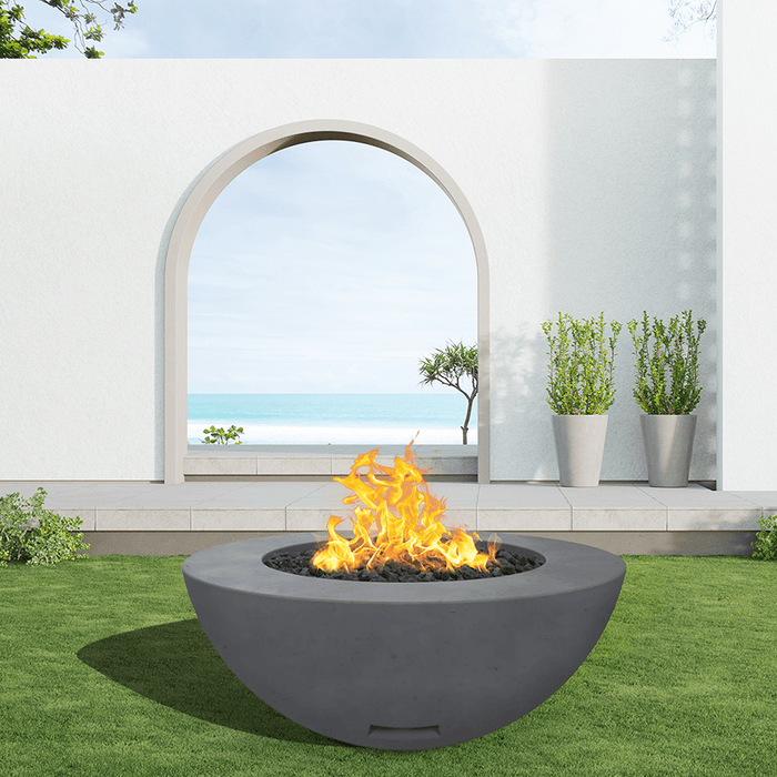 Modern Blaze 42-Inch Round Concrete Gas Fire Bowl with Match Lit Ignition - Sweatfully