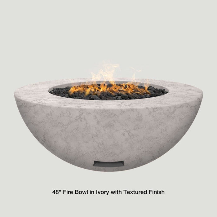 Modern Blaze 48-Inch Round Concrete Gas Fire Bowl with Push Button Ignition - Sweatfully