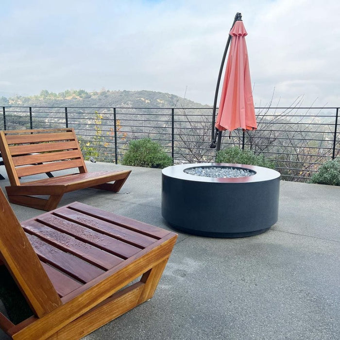 Modern Blaze Oblica Round Concrete Fire Pit Table - Sweatfully