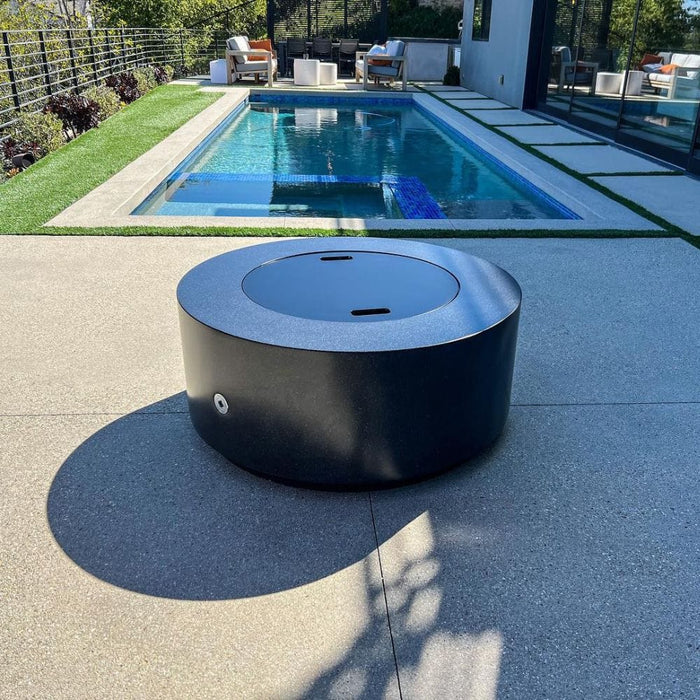 Modern Blaze Oblica Round Concrete Fire Pit Table - Sweatfully
