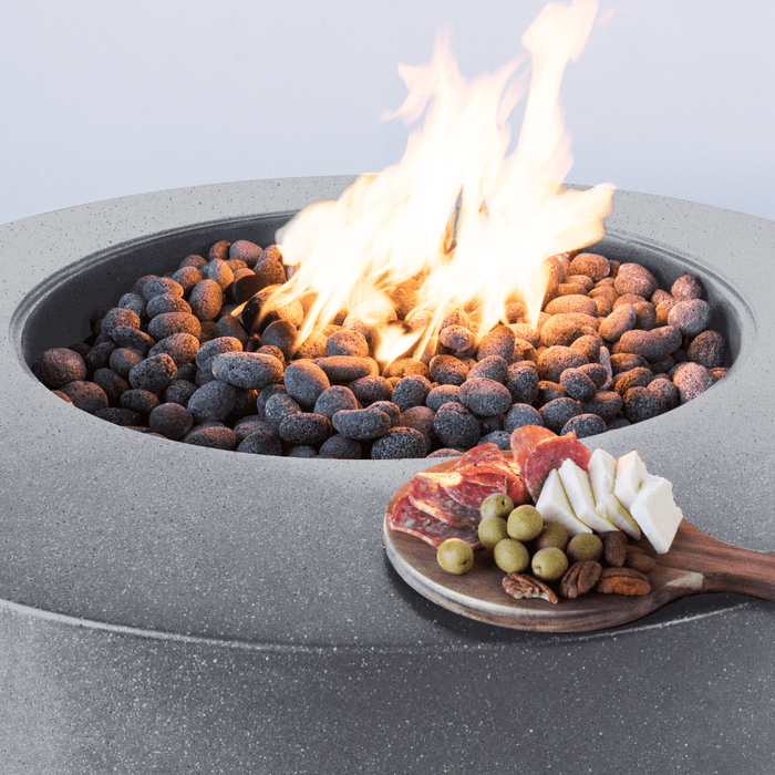 Modern Blaze Oblica Round Concrete Fire Pit Table - Sweatfully