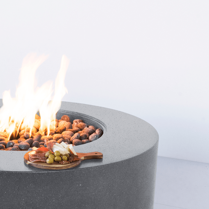 Modern Blaze Oblica Round Concrete Fire Pit Table - Sweatfully