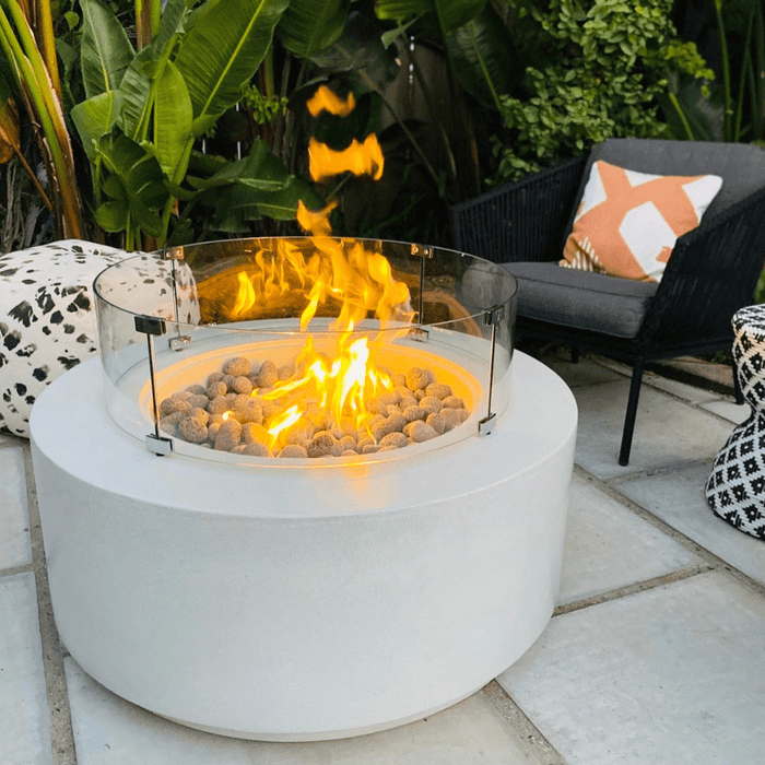Modern Blaze Oblica Round Concrete Fire Pit Table - Sweatfully
