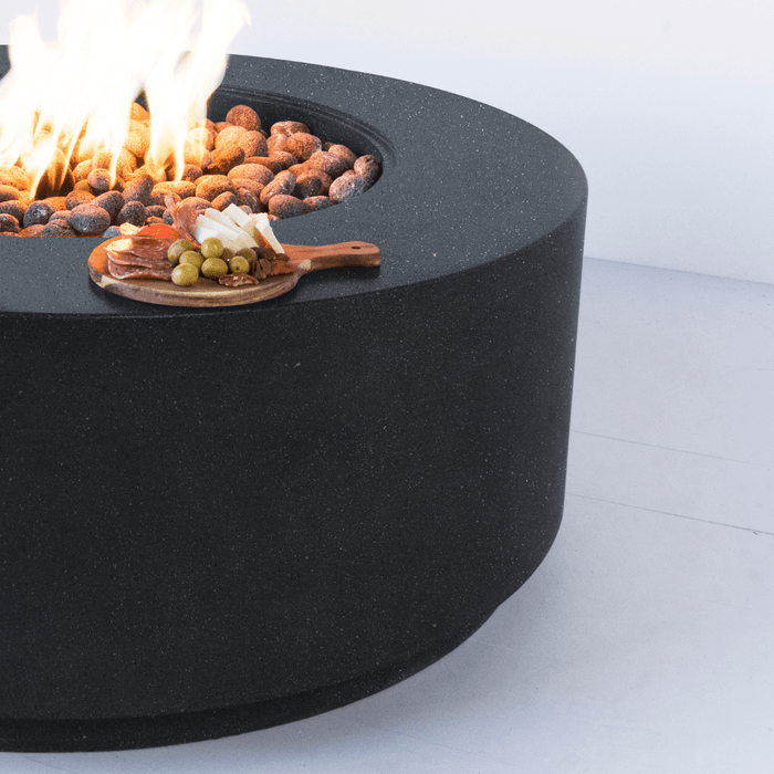 Modern Blaze Oblica Round Concrete Fire Pit Table - Sweatfully