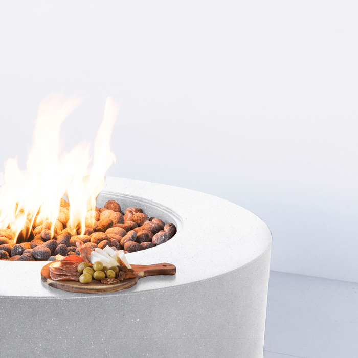 Modern Blaze Oblica Round Concrete Fire Pit Table - Sweatfully