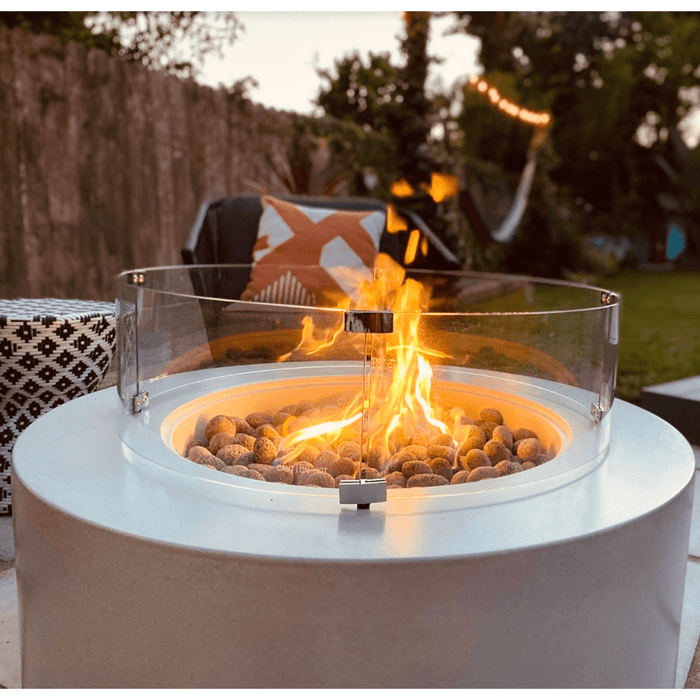 Modern Blaze Oblica Round Concrete Fire Pit Table - Sweatfully
