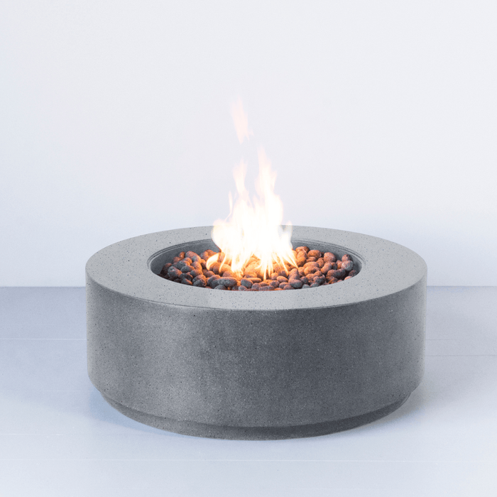 Modern Blaze Oblica Round Concrete Fire Pit Table - Sweatfully