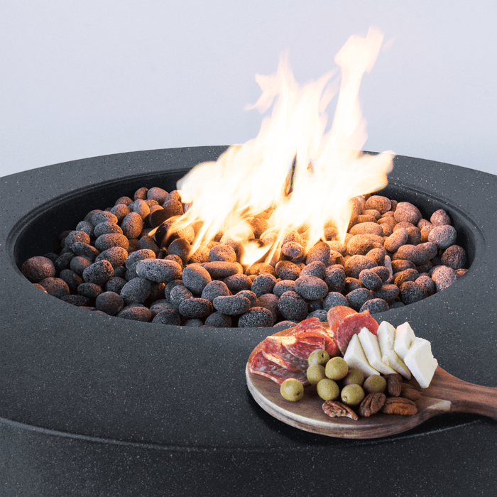 Modern Blaze Oblica Round Concrete Fire Pit Table - Sweatfully