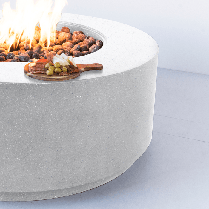 Modern Blaze Oblica Round Concrete Fire Pit Table - Sweatfully