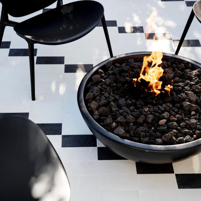 Modern Blaze Smooth Concrete Gas Fire Bowl - 27-Inch to 76-Inch Sizes - Sweatfully