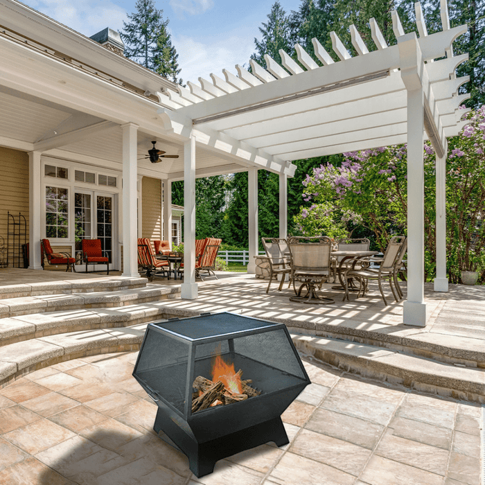 Modern Blaze Square Steel Fire Pit - Sweatfully