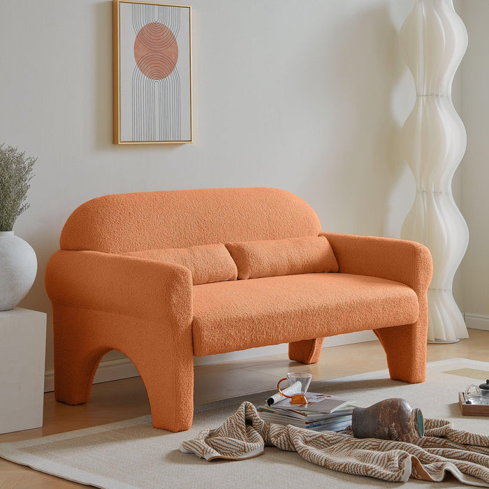Modern Lambs Wool Fabric Loveseat for Living Room - Sweatfully