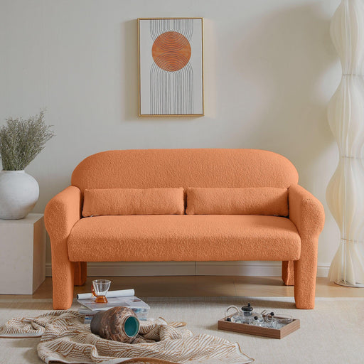 Modern Lambs Wool Fabric Loveseat for Living Room - Sweatfully
