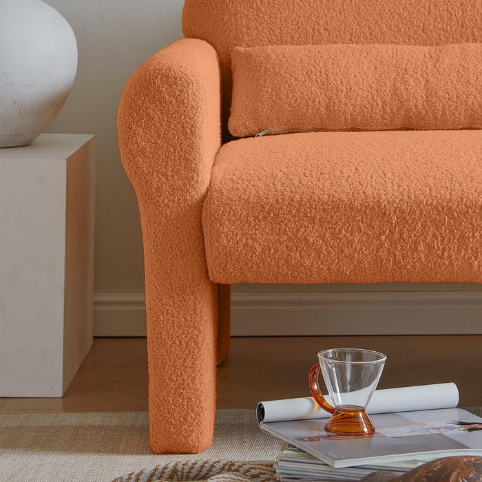 Modern Lambs Wool Fabric Loveseat for Living Room - Sweatfully