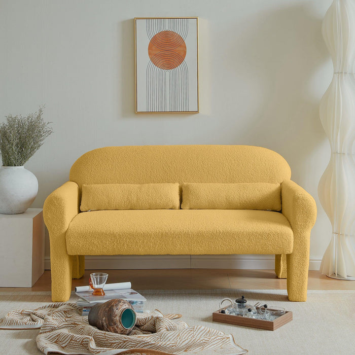 Modern Lambs Wool Fabric Loveseat for Living Room - Sweatfully