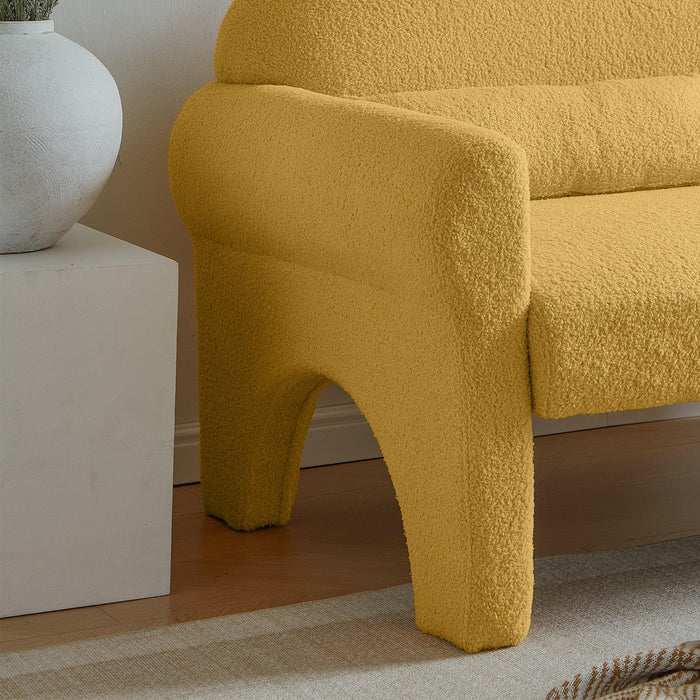 Modern Lambs Wool Fabric Loveseat for Living Room - Sweatfully