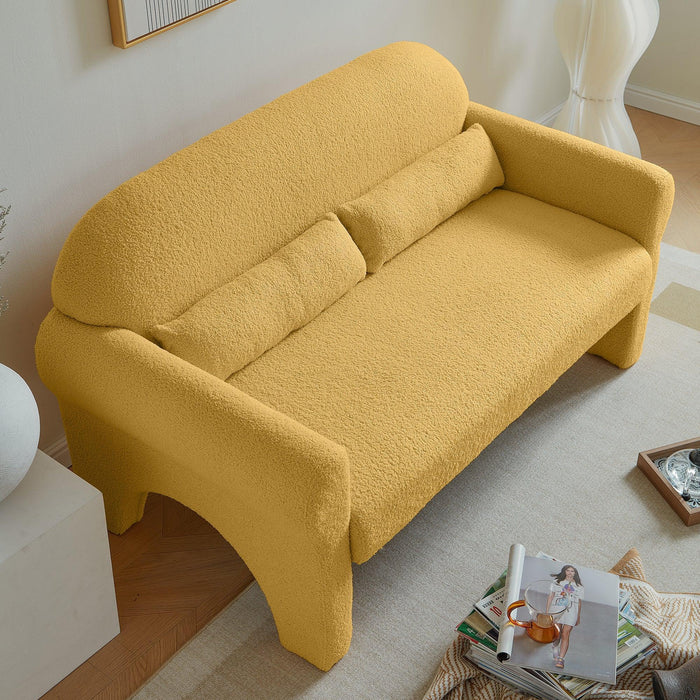 Modern Lambs Wool Fabric Loveseat for Living Room - Sweatfully