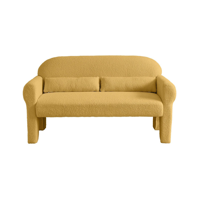 Modern Lambs Wool Fabric Loveseat for Living Room - Sweatfully