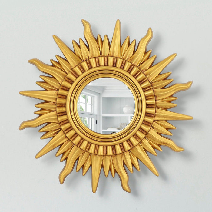 Modern Sunburst Golden Mirror Antiqued Casual Wall Decoration - Sweatfully