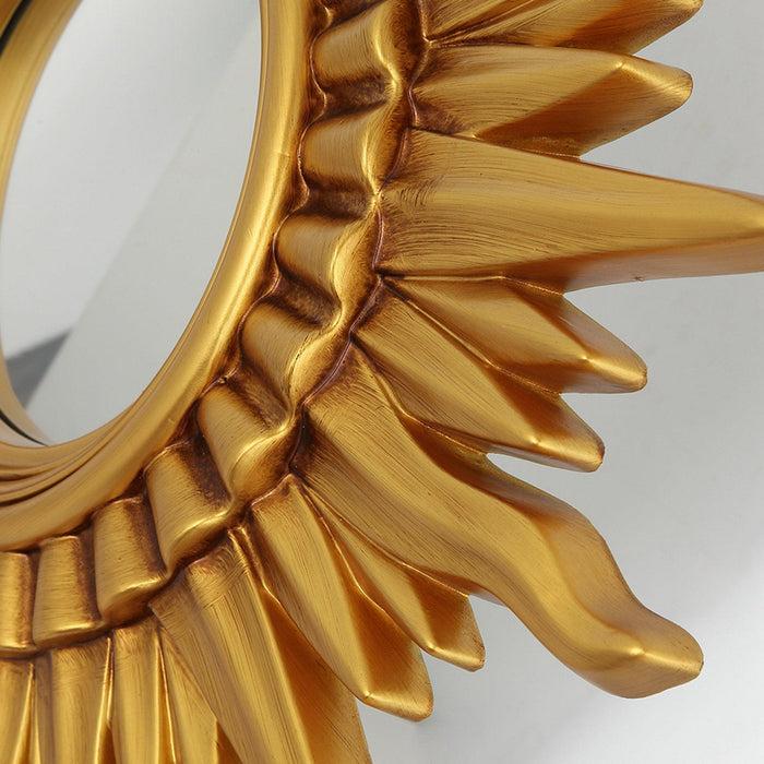 Modern Sunburst Golden Mirror Antiqued Casual Wall Decoration - Sweatfully