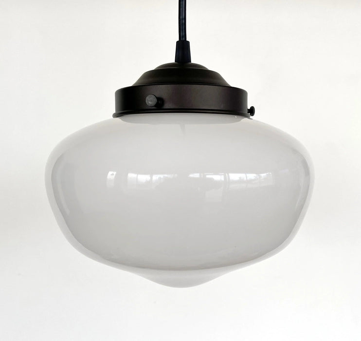 Modern Milk Glass Schoolhouse Pendant Light - Sweatfully
