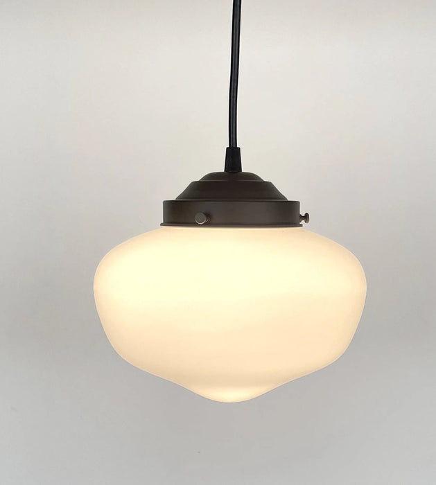 Modern Milk Glass Schoolhouse Pendant Light - Sweatfully