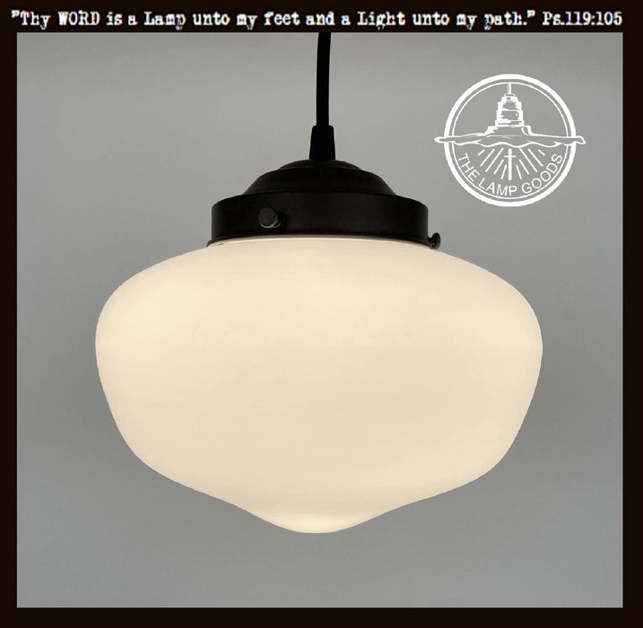Modern Milk Glass Schoolhouse Pendant Light - Sweatfully
