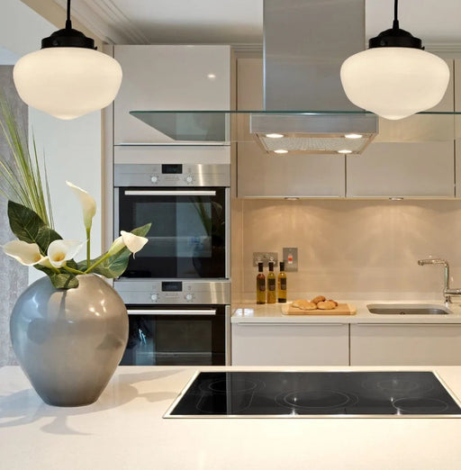 Modern Milk Glass Schoolhouse Pendant Light - Sweatfully