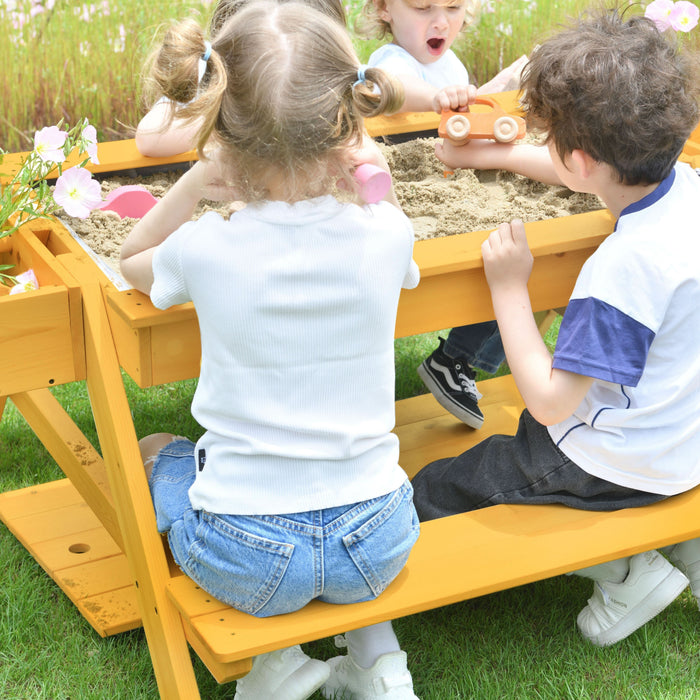 Mojave Outdoor Picnic & Sand Table Playset | 2-in-1 Wooden Activity Table for Kids - Sweatfully