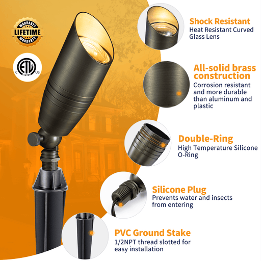 Gardenreet Solid Brass Landscape Spotlight 12V - Bronze/Black/Copper (2105) - Sweatfully