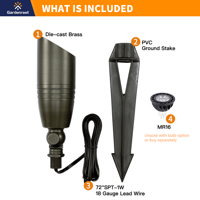 Gardenreet Solid Brass Landscape Spotlight 12V - Bronze/Black/Copper (2105) - Sweatfully