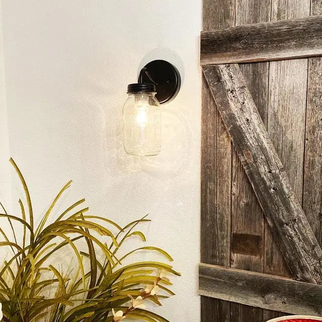 Mason Jar Wall SCONCE Lighting Fixture New Quart - Sweatfully