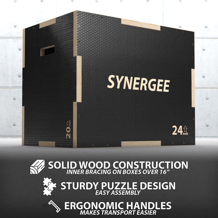 Synergee Non-Slip 3-in-1 Wood Plyo Boxes - Sweatfully